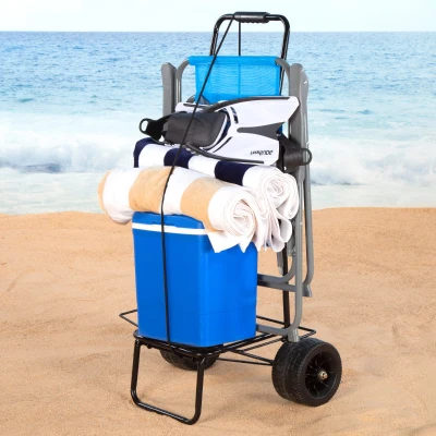 Carro Playa Plegable Aktive con Ruedas Todoterreno Ø17 Cm, 59x18,5x73 Cm, Gris