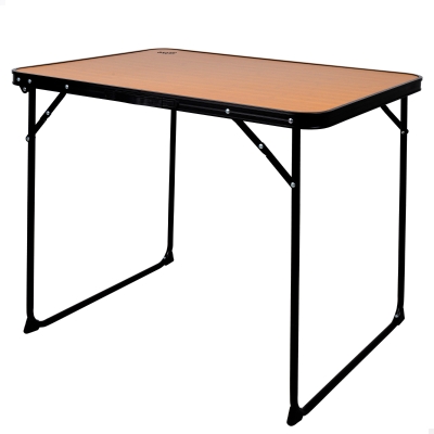 Mesa Plegable Camping Aktive con Asa de Transporte, 80x60x67 Cm, Madera Efecto Bambú