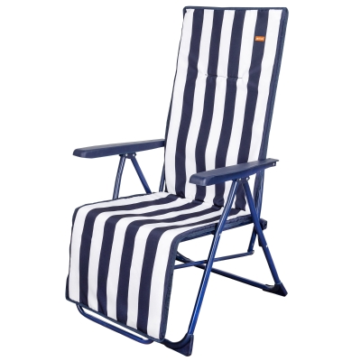 Silla Tumbona Plegable Aktive Garden Multiposición, 147x48x70 Cm, Azul y Blanco