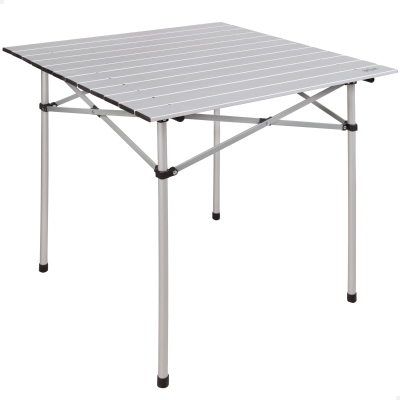Mesa Camping Plegable de Aluminio Ligero, 70x70x70 Cm, Gris