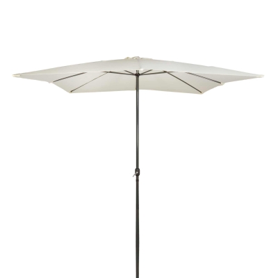 Parasol Cuadrado con Manivela y Mástil de Aluminio, 300x300x275 Cm, Crema
