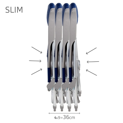 Silla de Playa Plegado Slim con Mesa Extraíble y Cojín, 47x57x89 Cm, Azul Marino