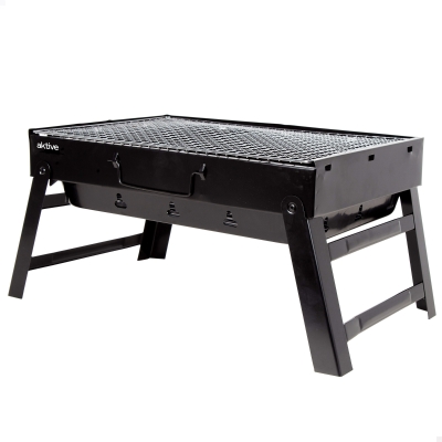 Barbacoa Plegable Portátil de Sobremesa para Carbón, 50x30x23 Cm, Negro