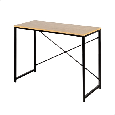 Escritorio Industrial de Melamina con Estructura de Acero, 100x40x70 Cm, Negro