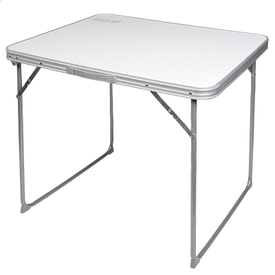 Mesa Plegable Camping Aktive Estructura de Acero y Tablero MDF, 80x60x70 Cm, Blanco