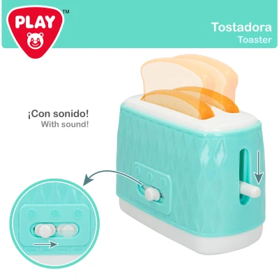 Set Tostadora y Hervidor de Juguete Interactivo, 34,5x9,5x19,5 Cm, Azul Pastel
