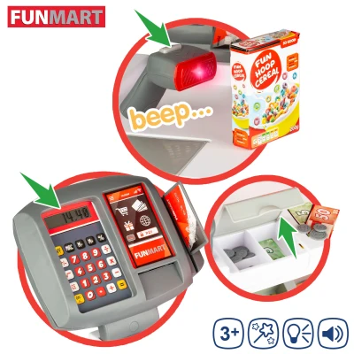 Supermercado de Juguete con Caja Registradora, Luz y Sonidos, 55x33x75 Cm, Multicolor