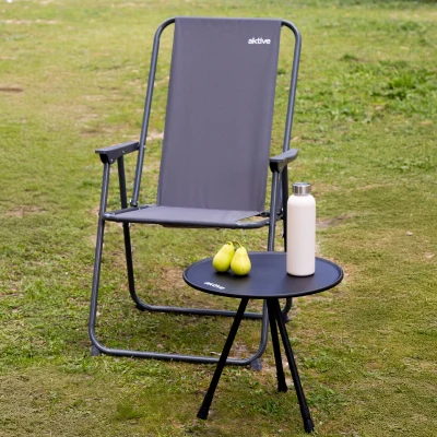 Mesa Plegable de Camping en Aluminio Antideslizante, 37x37x55 Cm, Negra