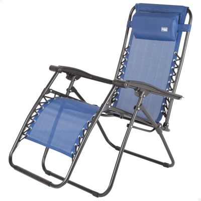 Silla Plegable Gravedad Cero con Estructura de Acero, 86,5x13,5x67 Cm, Azul