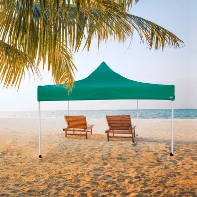 Cenador Plegable Ajustable en Altura, 300x300x220/320 Cm, Verde