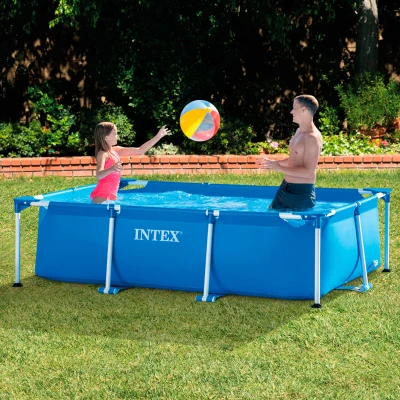 Piscina Desmontable Rectangular con Estructura Metálica, 260x160x65 Cm, Azul