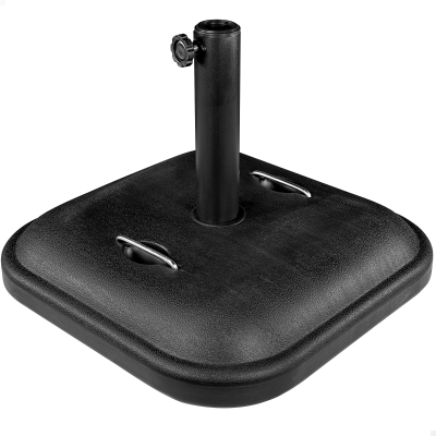 Base Cuadrada para Sombrilla Ajustable Ø38/48 Mm con Asas, 48x48x34 Cm, Negro