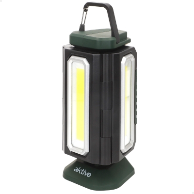 Foco LED Exterior Aktive Triple 1500 Lúmenes con Base Imantada y Powerbank, 10x10x20 Cm, Negro