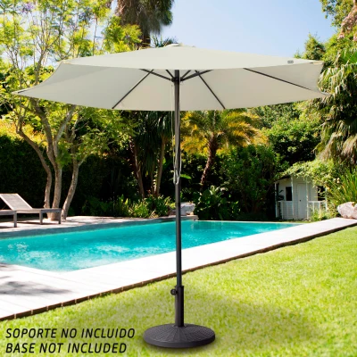 Sombrilla para Jardín Hexagonal Doble Polea, 300x300x250 Cm, Crema