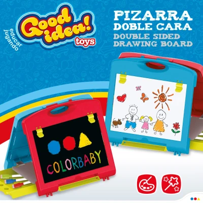 Pizarra Infantil Doble Cara 3 en 1 Plegable, 34x6,5x33,5 Cm, Multicolor