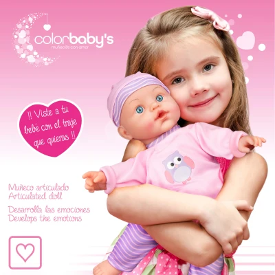 Bebé Blandito Colorbaby's con 4 Conjuntos y Gorrito, 35x12x41 Cm, Rosa