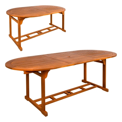 Mesa de Jardín Extensible 6-8 Comensales Acacia 150/200x90x74 Cm, Marrón
