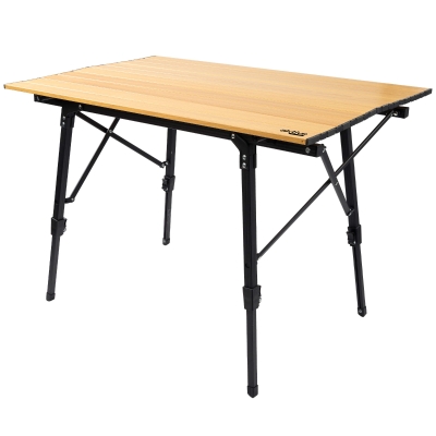 Mesa Plegable Glamping Altura Ajustable, 90x57x45-70 Cm, Tierra