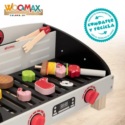 Barbacoa de Madera WOOMAX para Niños, 50,5x34x23,5 Cm, Madera Natural