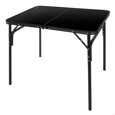 Mesa Plegable Camping Maletín Nivelable Antideslizante, 64x8x48,5 Cm, Negro
