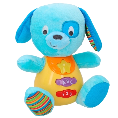 Peluche Perrito Winfun Interactivo con Luces y Sonidos, 15,5x11,5x16,5 Cm, Azul