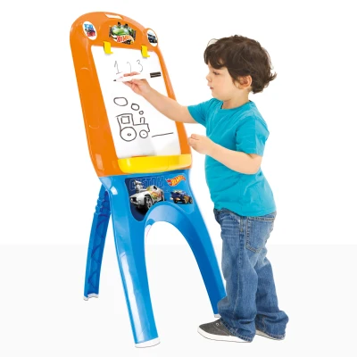 Pizarra Caballete Hot Wheels con Rotulador y Pegatinas, 57,5x7,5x61,0 Cm, Naranja y Azul