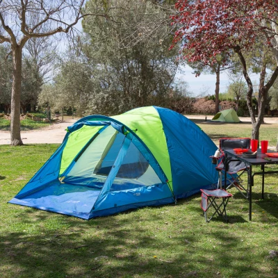 Tienda de Campaña para 3 Personas con Avance, 70x20x16 Cm, Verde