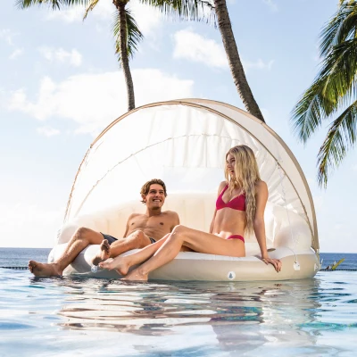 Isla Hinchable Intex con Toldo Desmontable, 199x150 Cm, Crema y Blanca