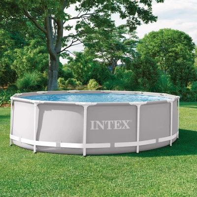 Piscina Desmontable Redonda Intex Prisma Frame con Depuradora, 366x99 Cm, Gris