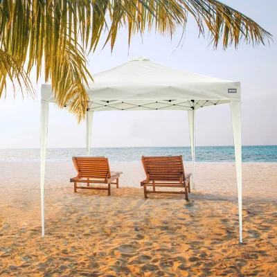 Cenador Plegable con Altura Ajustable, 300x300x240-250 Cm, Blanco