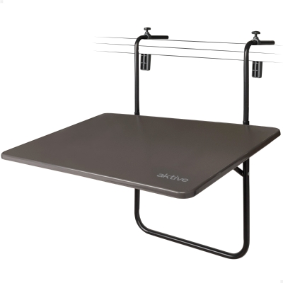 Mesa Plegable Colgante para Balcón, Multiposición, 60x40x60-66,5 Cm, Antracita