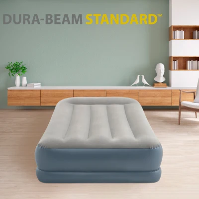 Colchón Hinchable Individual Intex Dura-Beam Estándar, Almohada Integrada, 99x191x30 Cm, Gris