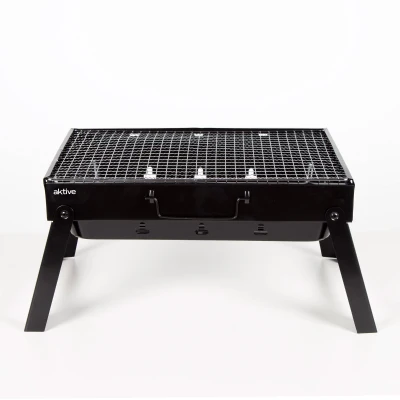 Barbacoa Plegable Portátil de Sobremesa para Carbón, 50x30x23 Cm, Negro