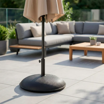Base para Sombrilla Poliresina Rosca Ajustable 35/48 Mm, 45x45x33 Cm, Negro