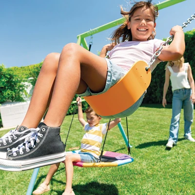 Columpio Infantil INTEX Nido y Cadenas Ajustables, 254x235x200 Cm, Verde, Azul y Naranja