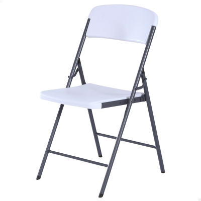 Silla Plegable Ultrarresistente con Protección UV 48x50,5x84,5 Cm, Blanca