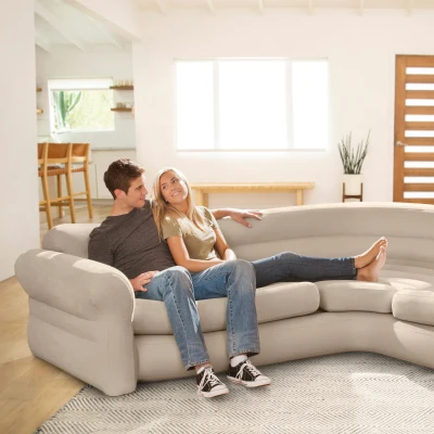Sofá Rinconera Hinchable Capacidad 4 Personas, 257x203x76 Cm, Crema
