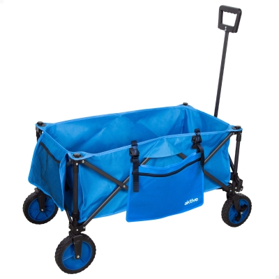 Carro Playa Plegable Aktive Capacidad 80 Kg, 30,5x20,5x74 Cm, Azul