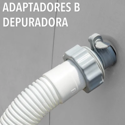 Boquillas Adaptadoras Tipo Intex Pack de 2 Compatibles 38/32 Mm, 15,5x6x20 Cm, Blanco