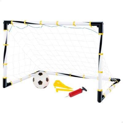 Portería de Fútbol Plegable con Balón e Hinchador, 100x70x70 Cm, Blanco y Negro