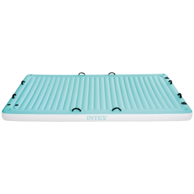 Manta Flotante Hinchable 4 Plazas 183x310x18 Cm, Azul y Blanco