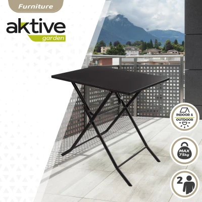 Mesa Cuadrada Plegable Aktive Estructura Metálica Resistente, 70x50x70 Cm, Negro