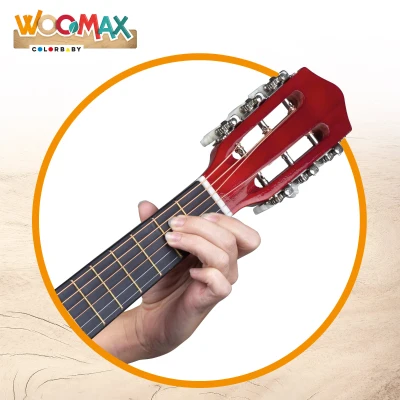 Guitarra de Juguete 6 Cuerdas de Madera Woomax, 26x8x76 Cm, Madera Natural