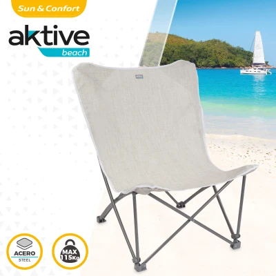 Sillón Plegable Camping Aktive XL, 78x76x90 Cm, Beige