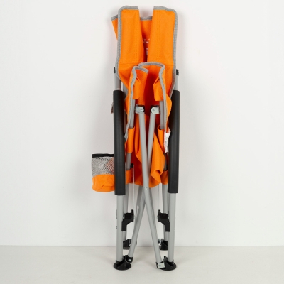 Silla de Playa Plegable Baja Transpirable con Posavasos y Funda, 16x16x76 Cm, Naranja