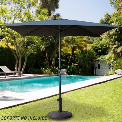 Parasol Rectangular con Mástil de Aluminio y Manivela, 200x300x245 Cm, Antracita
