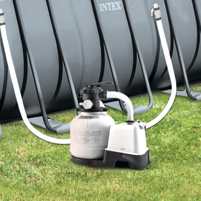 Sistema Combinado INTEX Depuradora de Arena 7.900 L/h Clorador Salino 7 G/h, 65x48x56 Cm, Azul