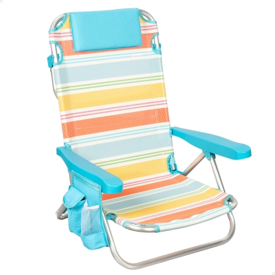 Silla Plegable Playa Aluminio Ligero 5 Posiciones, 48x48x75 Cm, Multicolor