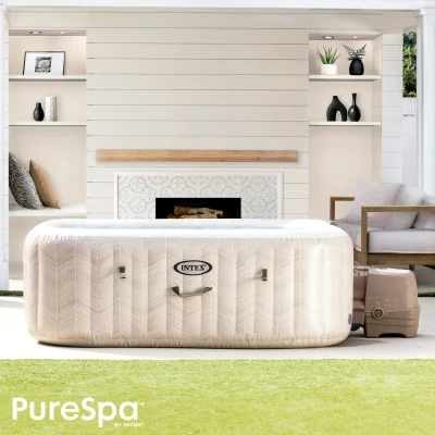 Spa Hinchable 4 Personas Chevron Deluxe, 175x175x71 Cm, Marrón