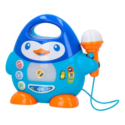 Karaoke Pingüino Interactivo con Micrófono y Luces, 27x11x23 Cm, Multicolor